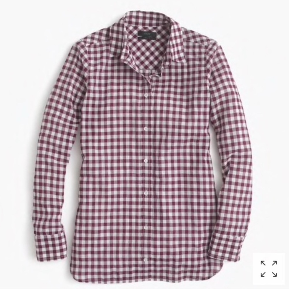 J. Crew Women’s Burgundy and White Checkered Flannel Shirt. NWT
